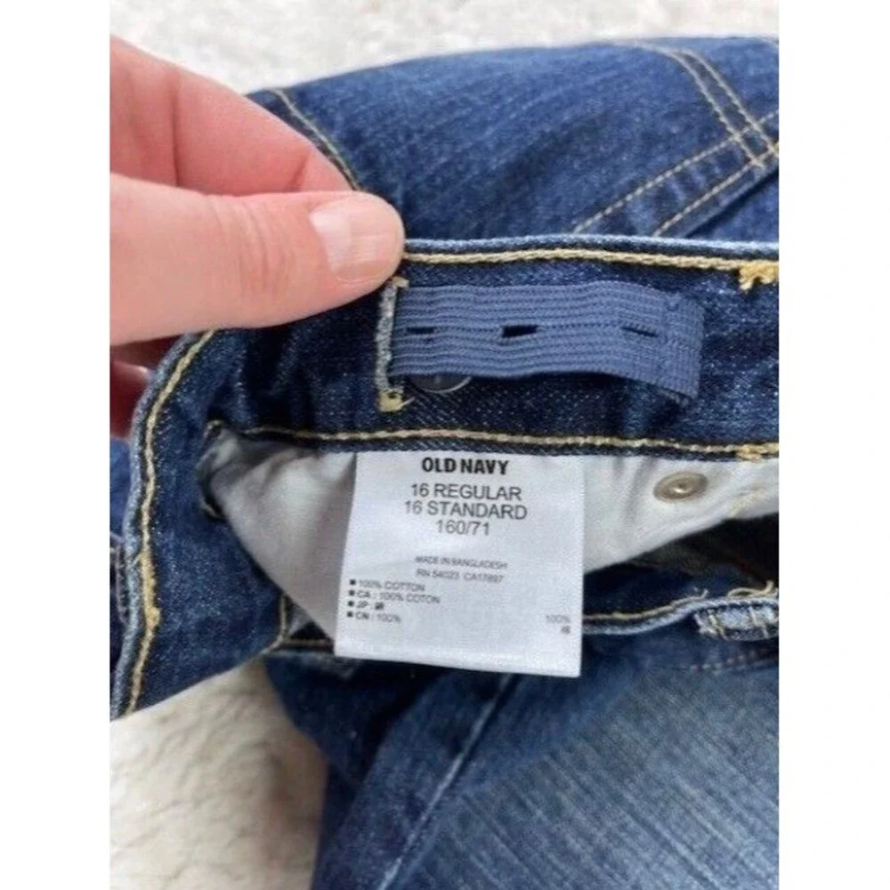 Old Navy Boys Size 16 Jeans Straight Dark Wash Cotton Adjustable